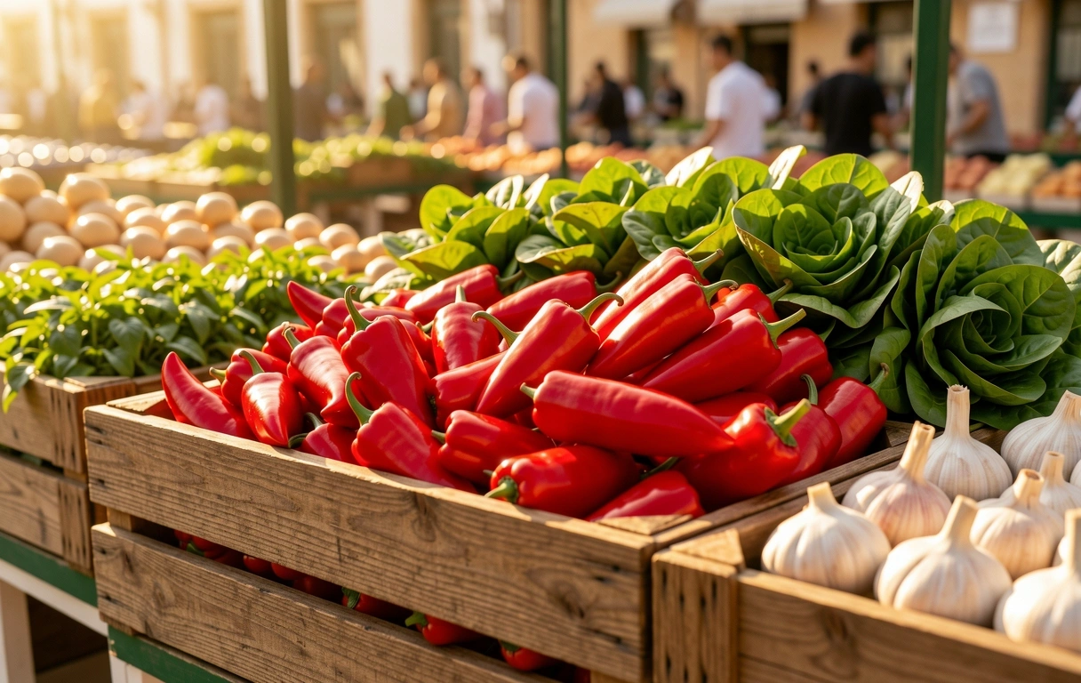 Ingredientes frescos del mercado de Santander